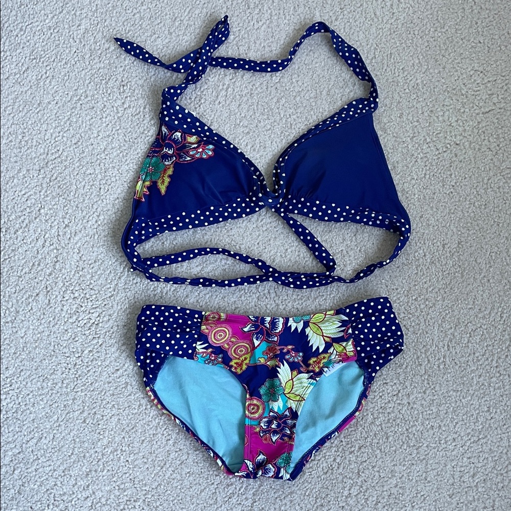 Athleta Blue and Multicolor Bikini